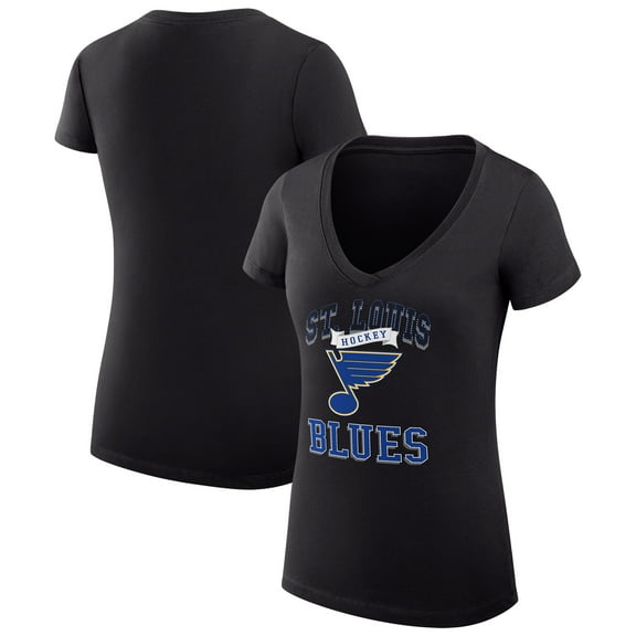 Women's G-III 4Her by Carl Banks Black St. Louis Blues Super-Slim Fit Lightweight Team Logo Graphic V-Neck T-Shirt