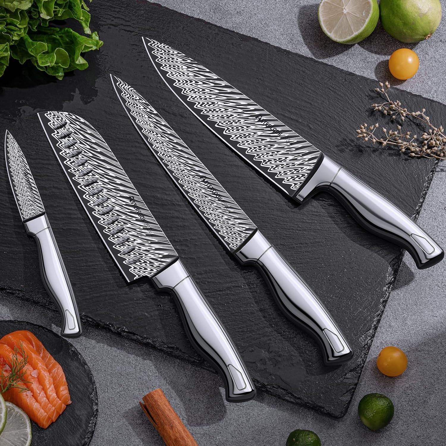 FULLHI Knife Set 12pcs Japanese Knife Set, Multiple Colour Premium