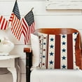 thumbnail image 6 of Striped Stars Linen Throw Pillow Covers,18 x 18 Inch 4th of July Patriotic Independence Memorial Day USA Flag Cushion Case for Sofa Couch,Patriotic Decor,American Summer Red White Blue Decorations, 6 of 6