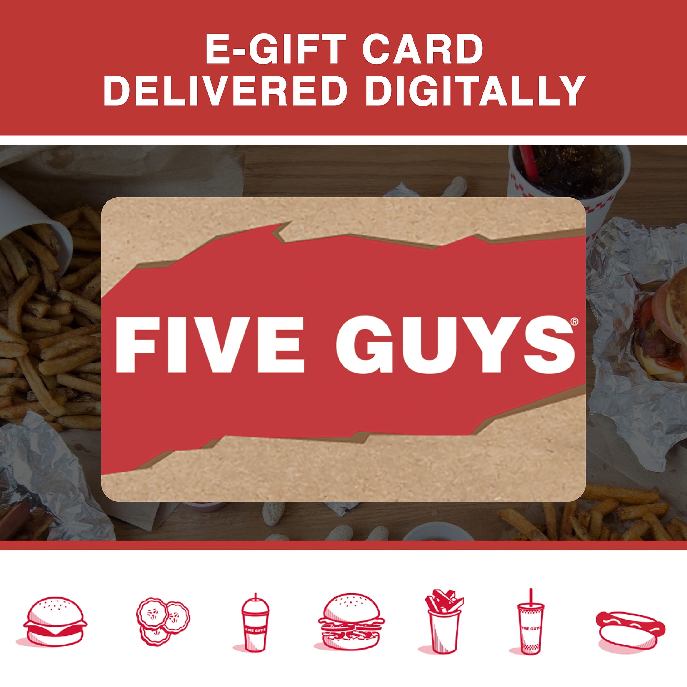 Five Guys $25 eGift Card [Email Delivery] - Walmart.com