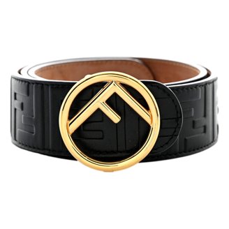 Gucci G Gold Tone Statement Belt Black Brushed Leather 80/32  display picture 2
