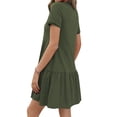 thumbnail image 5 of HUBERY Women Pleated Layered Hem Pocket Crew Neck Short Sleeve Mini Dress, 5 of 7