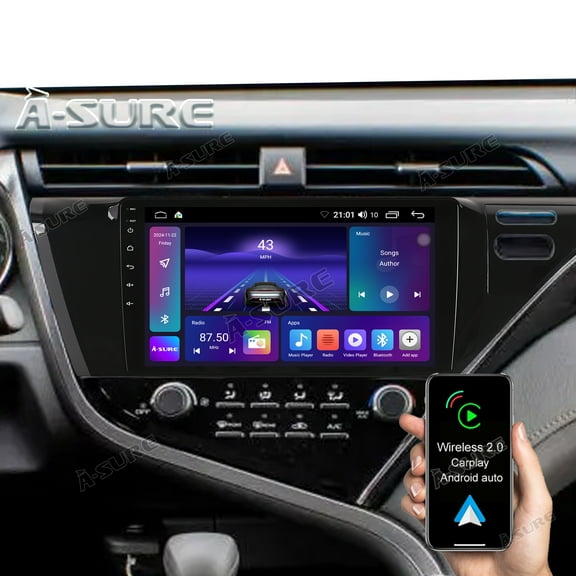 10.1" Android 14 Car Radio Stereo for Toyota Camry VX50 2018-2020, 2 64GB Wireless CarPlay Android Auto GPS Nav WiFi Bluetooth DSP RDS SWC