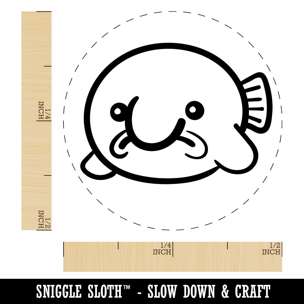 Kawaii Sad Blobfish Self-Inking Rubber Stamp Ink Stamper - Black Ink - Mini 1/2 Inch
