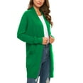 thumbnail image 2 of Aiyino Women Solid Sweater Open Front Long Sleeve Knit Cardigan Casual Sweaters with Pockets,Green L, 2 of 5