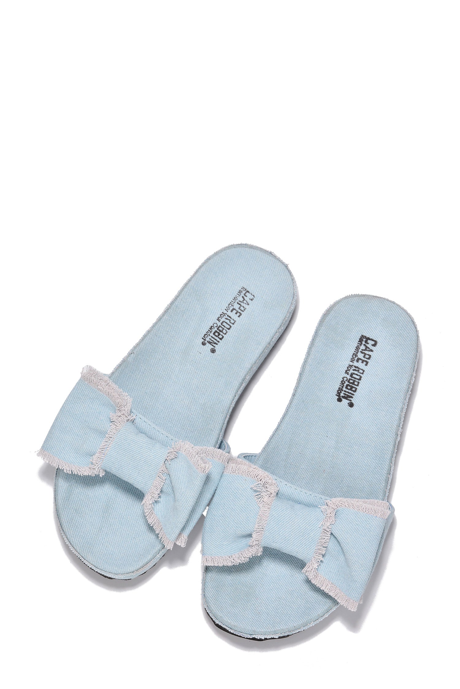 ANAI DENIM BOW SANDAL IN LIGHT BLUE