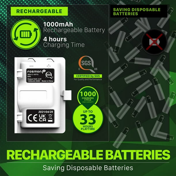 Batterie rechargeable Fosmon compatible avec les manettes Xbox Series X/S  (pas pour Xbox One/360) Manette (2