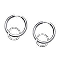 thumbnail image 4 of ziyahi Stainless Steel Hip Hop Silver Color Double Loops Dangle Earrings Piecring, 4 of 8