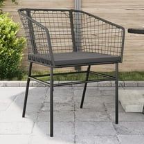 vidaXL Patio Chairs 2 pcs with Cushions Black Poly Rattan