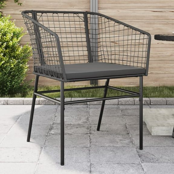vidaXL Patio Chairs 2 pcs with Cushions Black Poly Rattan