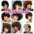 thumbnail image 7 of Afro High Puff Bun Mohawk Ponytail with Bangs Short Kinky Curly Ponytail Hairpieces for Black Women, 7 of 7