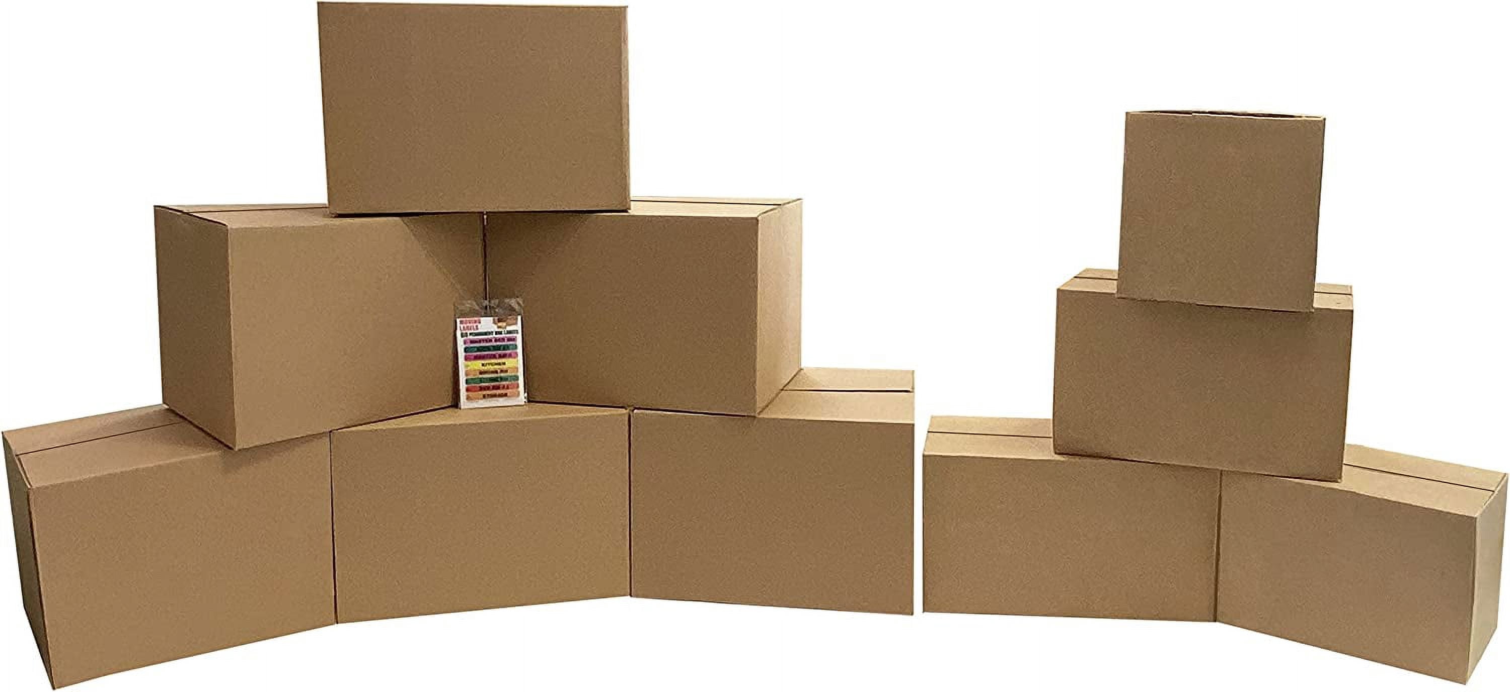 Uboxes Moving Box Combo Pack - 4 Smalls, 6 Mediums, & Moving Labels