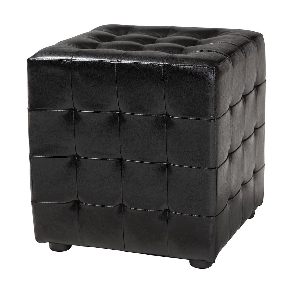 Baxton Studio Siskal Black Modern Cube Ottoman (Set of 2)