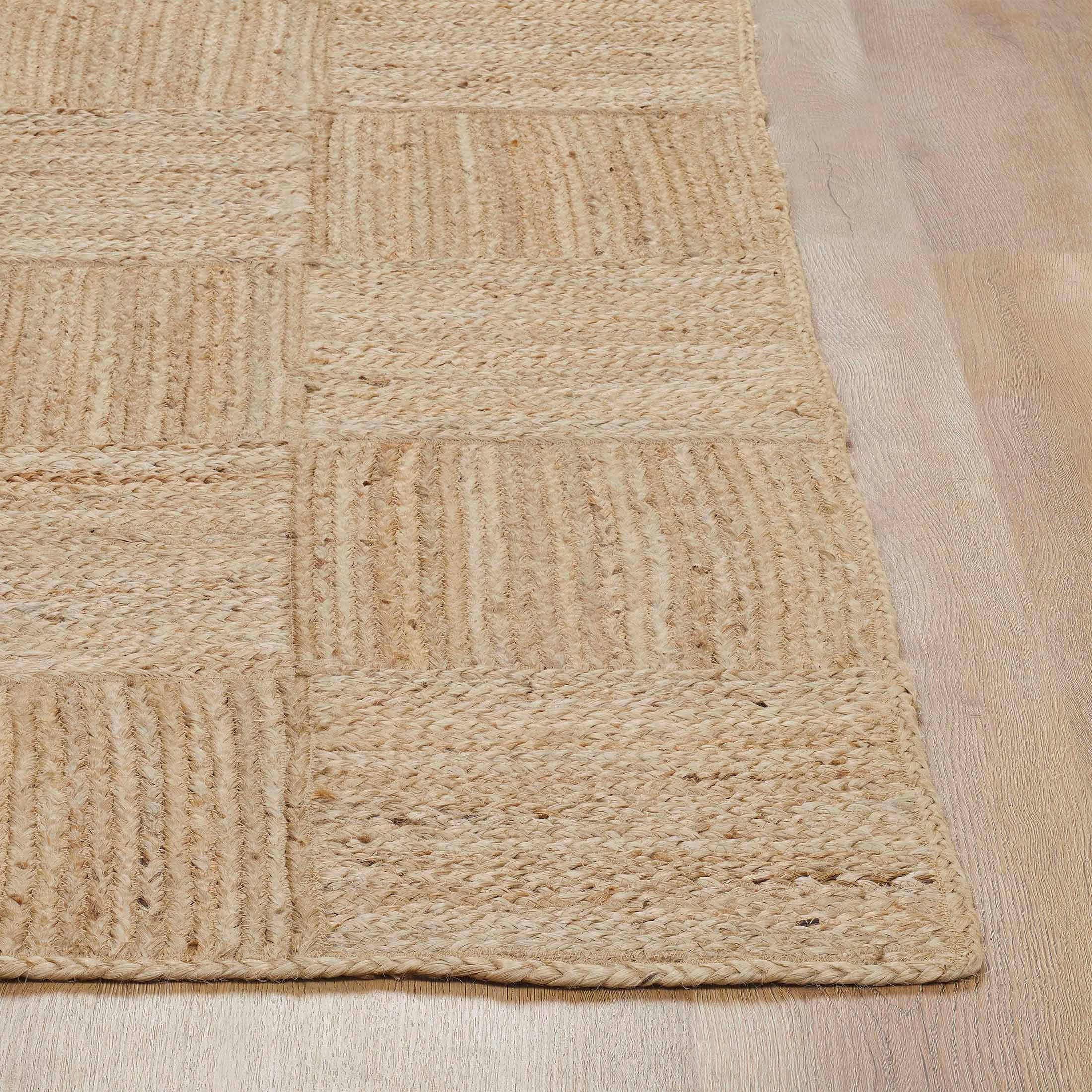 Beautiful Natural Jute Square Check Indoor Area Rug by Drew Barrymore, 5' x 7'