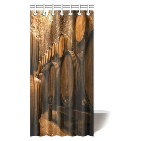 Italian Wine Boxes - MYPOP Winery Decorations Shower Curtain, Barrels for Storage of Wine Italy Oak Container in Cold Dark Underground Cellar Fabric Bathroom Shower Curtain 36 X 72 Inches