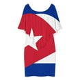 thumbnail image 3 of Cuba Flag Women's Off The Shoulder Ruffles Summer Wedding Guest Loose Casual Party Beach Dress, 3 of 9