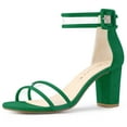 thumbnail image 1 of BLISSFUL STEP Women's Clear Open Toe Chunky Heel Sandals Green (Size 6), 1 of 6