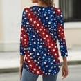 thumbnail image 6 of Women's 250th Anniversary USA Shirt Patriotic American Flag Print V-Neck Button 3/4 Sleeve T-Shirt, 6 of 6