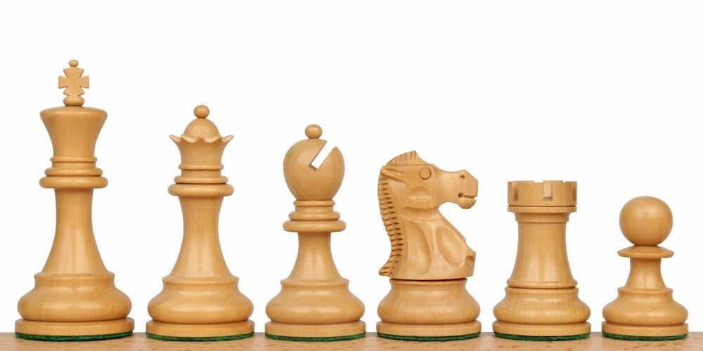 French Lardy Staunton Chess Set Ebonized & Boxwood Pieces with Classic  Walnut Board & Box - 3.75 King