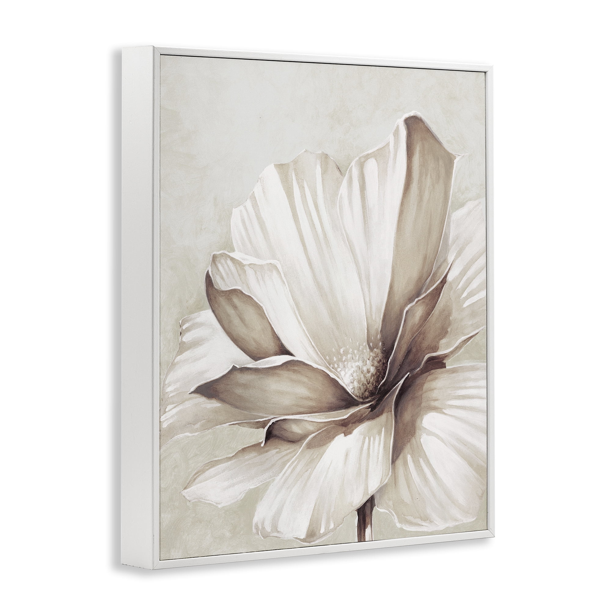 Stupell Industries White Flower Petals Botanical & Floral Painting White Framed Art Print Wall Art, 11 x 14