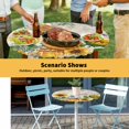 thumbnail image 6 of Elastic Fitted Round Tablecloth, Sunflowers Waterproof Stretch Table Cover for 45"-54" Tables, Yellow Floral Bees Green Leaves Watercolor Washable Outdoor Tablecloths for Patio, Picnic, Camping, 6 of 9