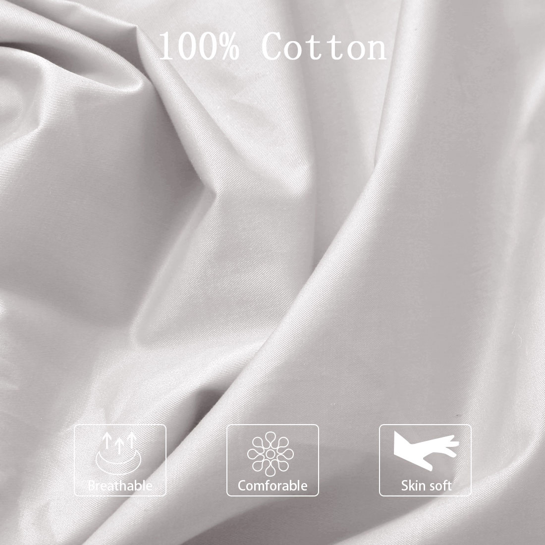 Unique Bargains Pillowcases 2 Pack 100% Cotton Body Pillow Covers Silver Gray 20" x 54"