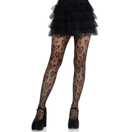Cherie Heart Net Tights O/s - Black