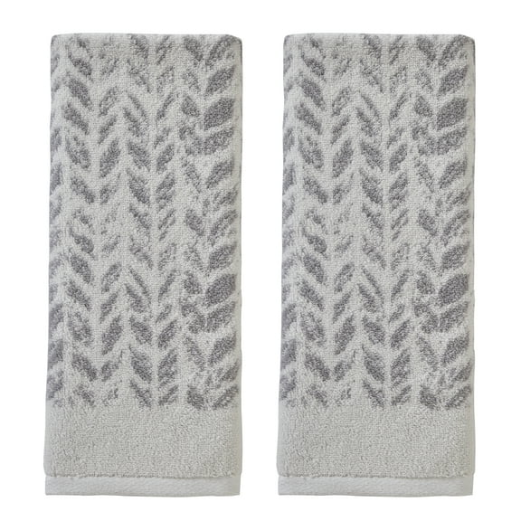 SKL Home Distressed Leaves Hand Towel (2-Pack),Gray