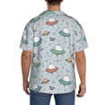 thumbnail image 5 of Vsdgher Spaceship Print Men's Wrinkle Free Untucked Cuban Shirt Business Casual Button Down Shirts Short Sleeve Shirt, 5 of 7