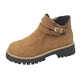 thumbnail image 2 of Busydd Womens Winter Boots Casual Solid Color Zipper Ankle Boots for Women Comfy Round Toe Medium Heel Women Footwear Booties 7.5, 2 of 9