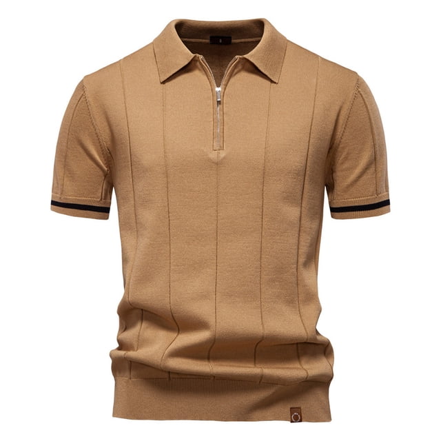 pstuiky Camisa de manga corta para hombre, Suéter informal de manga corta con cuello vuelto, cómodo y liso para hombre camisas casuales para hombre xxl