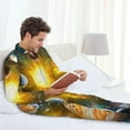 thumbnail image 6 of Salouo Space Planet Print Button-Front Long Sleeve Pajama Set for Men, Soft 2Pjs Men's Long Sleeve Sleepwear-Large, 6 of 7