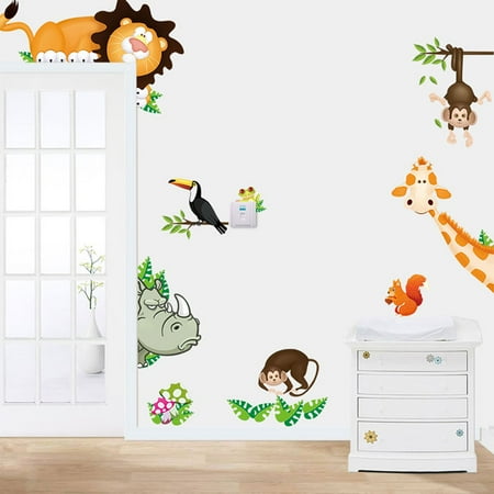 Mosunx 2015 Jungle Animal Kids Baby Nursery Child Home Decor Mural Wall Sticker