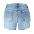 thumbnail image 7 of IROINNID Women's Frayed Hem Elastic Streetwear Shorts Casual Loose Denim Shorts With Pocket, 7 of 7