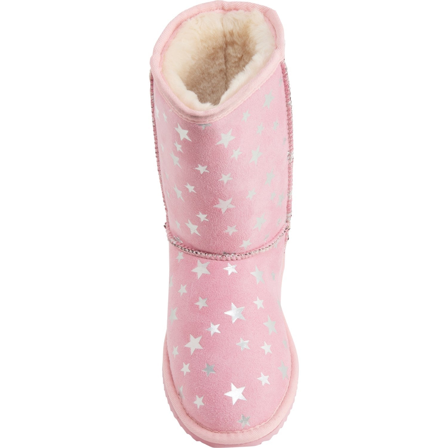 Girls Stars Faux Suede with Plush Faux Fur Lining Metallic Stars Kirby Lo Winter Boots-Pink / 13