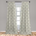 thumbnail image 5 of Ambesonne Floral Curtains, Blooming Feminine Design, Pair of 28"x63", Ivory Tan Blue Grey, 5 of 5