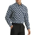 thumbnail image 4 of Camisas formales de puntos de polka INSPIRE CHIC para hombres con cuello de punta y mangas largas S Azul, 4 of 5