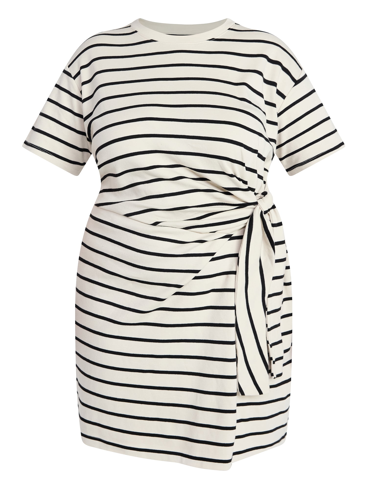 Terra & Sky Women’s Plus Front Twist Dress with Short Sleeve, Size 0X-5X