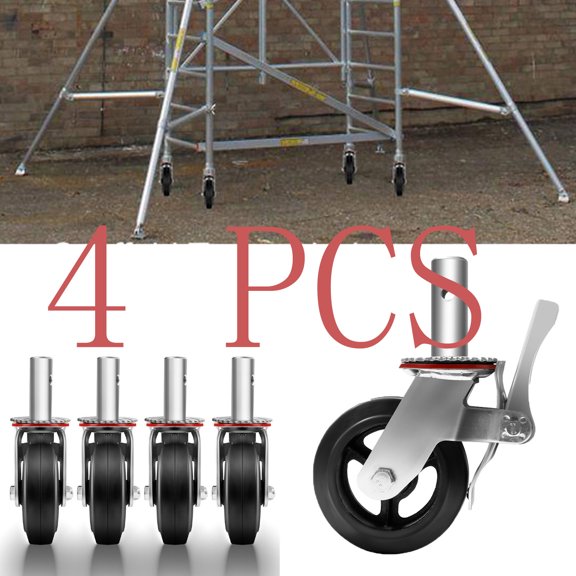 6 Inch Scaffold Wheels, 4 PCS Scaffolding Caster Wheel, 1100LBS Capacity per Wheel Heavy Duty Swivel Caster Wheel for Scaffolding Platform