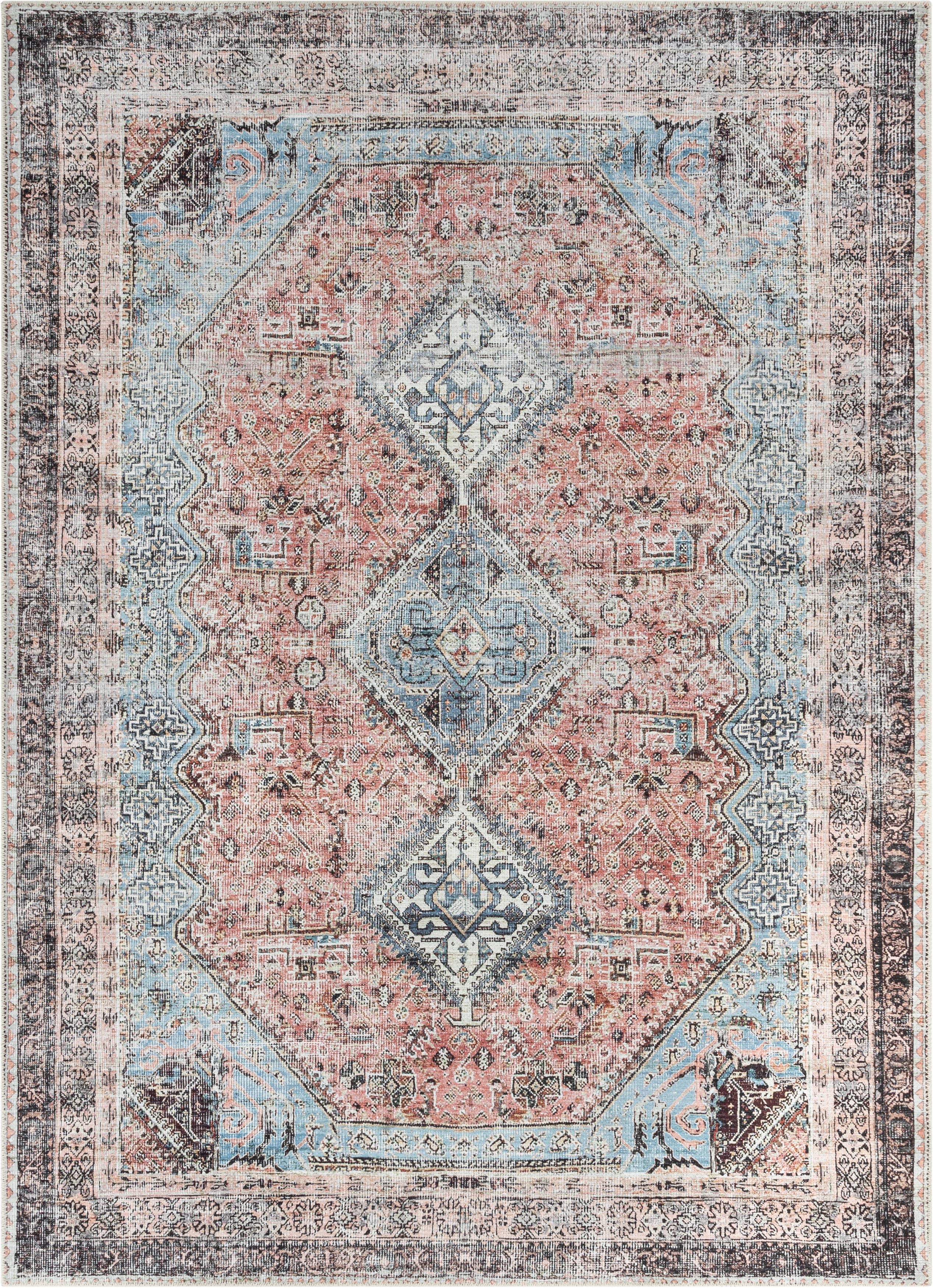 Well Woven Lotus Menda Vintage Medallion Aztec Bohemian Light Blue 3'11" x 5'3" Area Rug