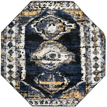 Rugs.Com Tagine Collection Rug – 8 Ft Octagon Blue Medium-Pile Rug Perfect For Living Rooms, Kitchens, Entryways
