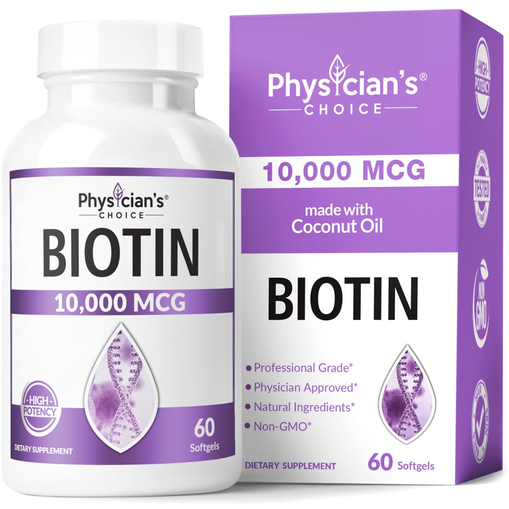 Physician's Choice Biotin for Hair, Skin, Nails Softgels, 10000mcg