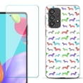 thumbnail image 1 of Slim-Fit Gel TPU Phone Case for Samsung Galaxy A33 5G, with Tempered Glass Screen Protector, by OneToughShield ® - Colorful Dachshund/Puppy, 1 of 3