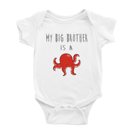 

My Big Brother Is A Octopus Cute Baby Bodysuit Boy Girl