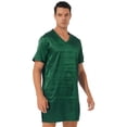thumbnail image 5 of Bata de dormir para hombre, ropa de dormir, camisón de mujer, batas de satén, camisón con cuello en V, ropa de casa de manga corta, ropa de dormir con abertura lateral, 5 of 5