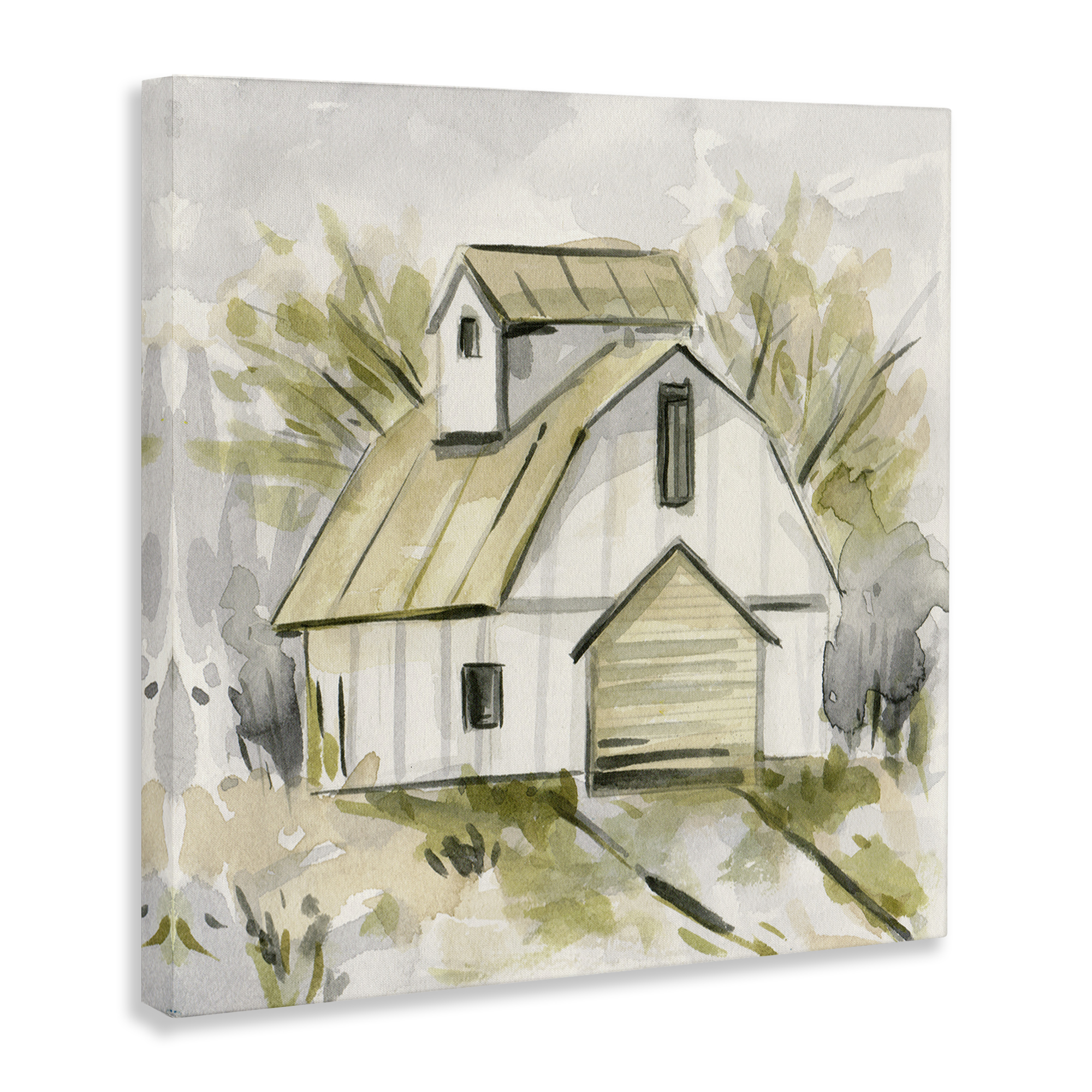 Stupell Industries Soft Neutral Barn Scenery Painting Gallery Wrapped Canvas Art Print Wall Art, 36 x 36
