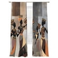 thumbnail image 2 of Sheer Curtains 96 Inches Long 2 Panels, African Ethnic Black Women Dancing Rod Pocket Curtain Voile Draperies, Abstract Africa Tribal Light Filtering Window Treatment for Living Room Kitchen Bedroom, 2 of 8