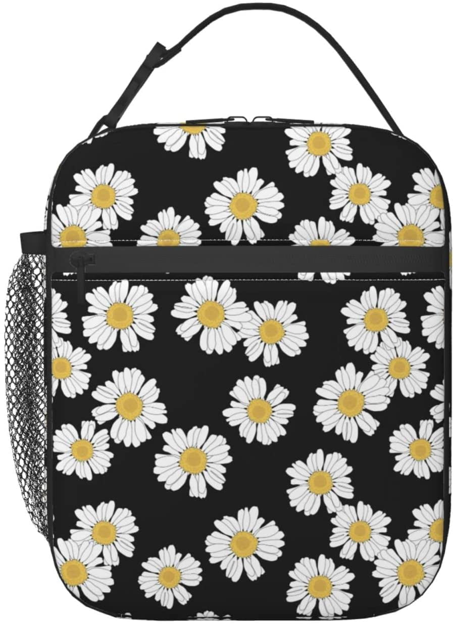 Sunyuer Daisy Pattern Portable Lunch Bag Insulated Lunch Box Reusable ...