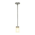 thumbnail image 3 of 5.75" Essential Modern Farmhouse Adjustable 1-Light Cylindrical Clear Glass Hanging Ceiling Pendant, Brushed Nickel, 3 of 8