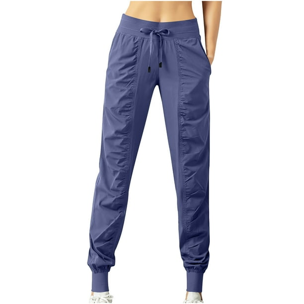 Women's High Waisted Lightweight Athletic Joggers Travel Workout Casual  Outdoor Quick Dry Hiking Pants Trousers Pockets 